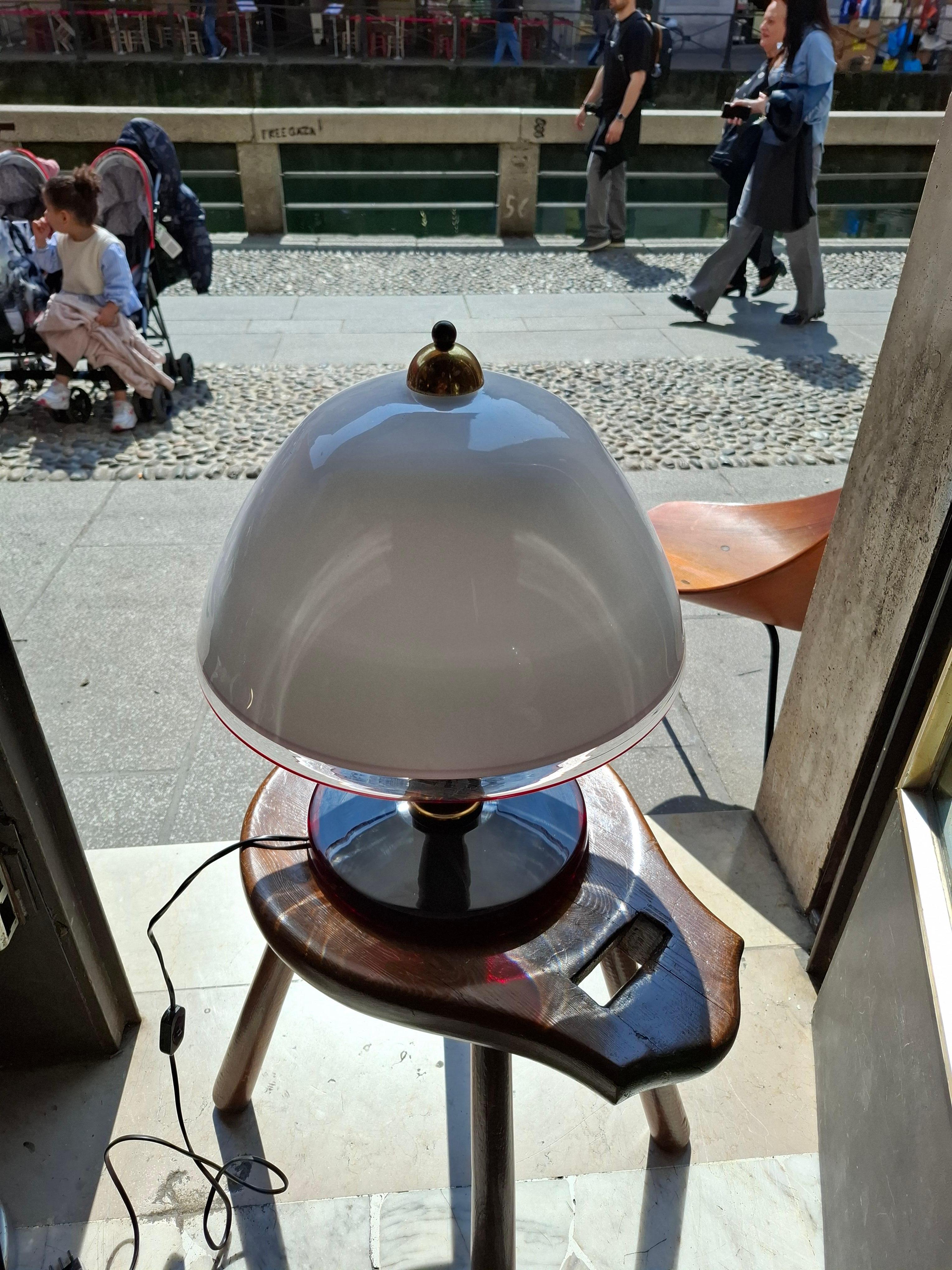 Late 20th Century TOSO/LEUCOS MURANO GLASS AND BRASS TABLE LAMP - 1970 ITALY. For Sale