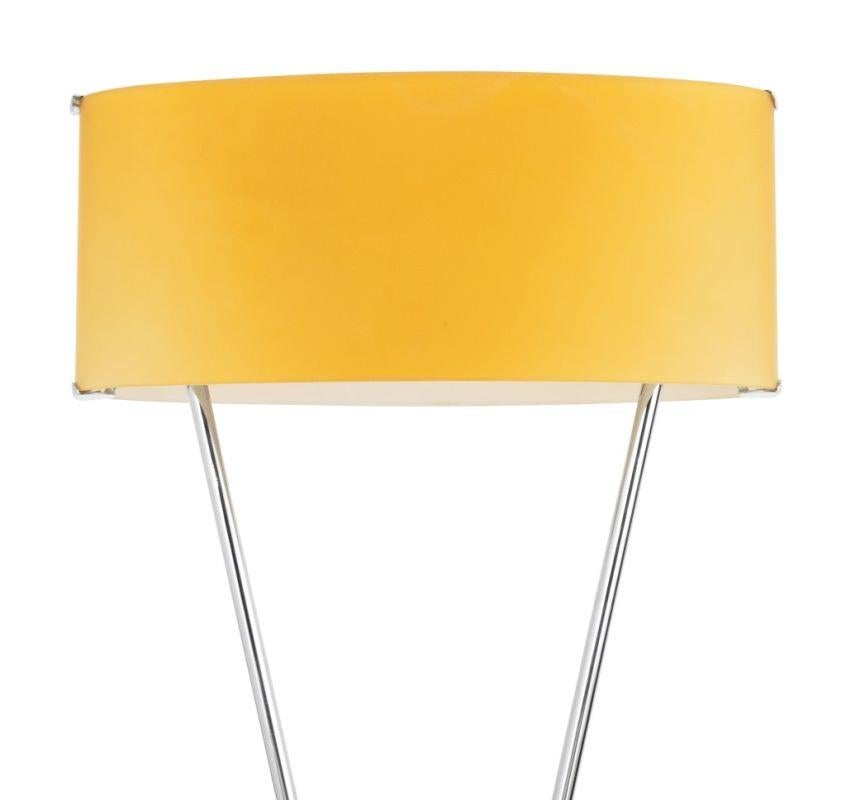 Toso, Massari & Associates para Leucos Lámpara de pie Vittoria TR cromada, circa 1992, pantalla de cristal de murano ámbar satinado, marcada 