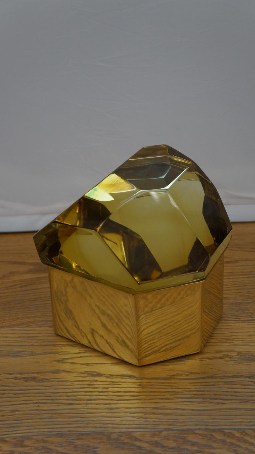 Boîte à bijoux Toso en verre de Murano ambré mi-siècle moderne Molato, 1982 en vente 3