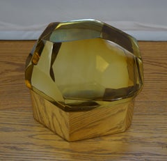 Portagioie in vetro di Murano ambra Molato di Toso, metà del secolo scorso, 1982