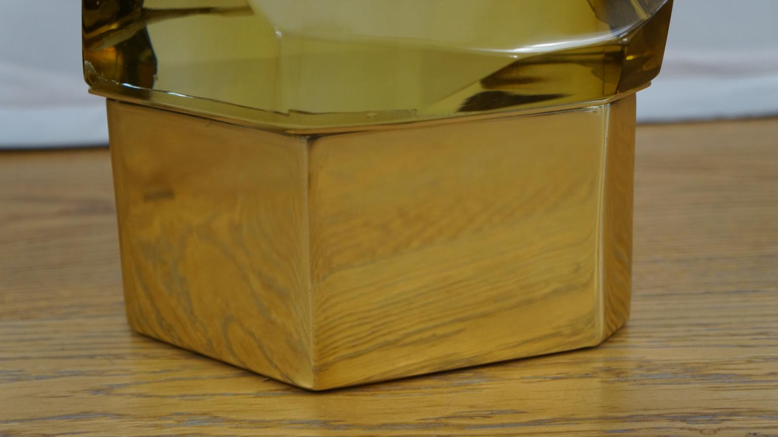 Late 20th Century Toso Mid-Century Modern Amber Molato Murano Glass Jewelry Box, 1982 For Sale