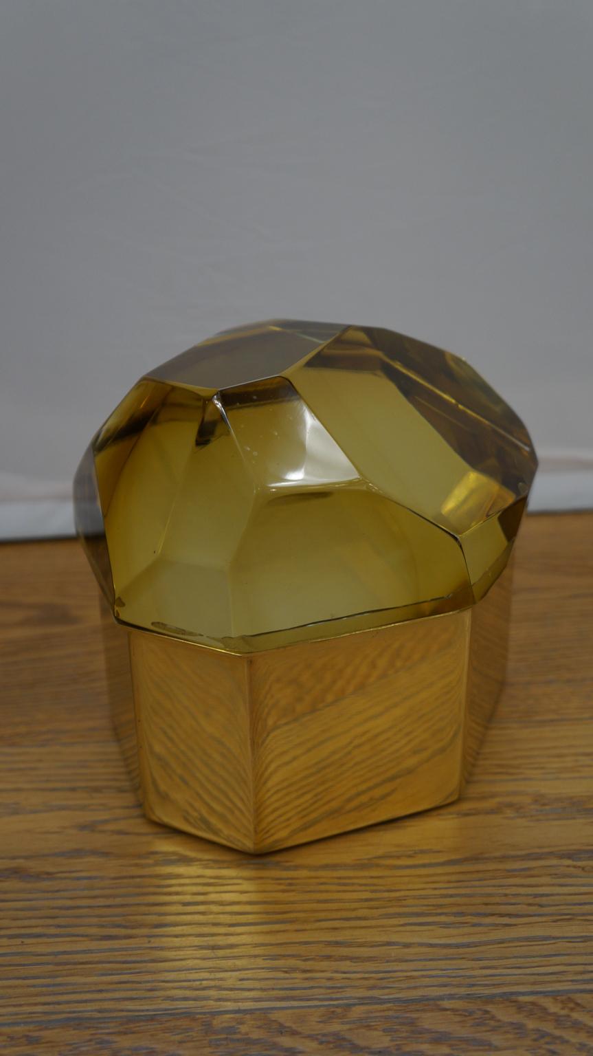 Toso Mid-Century Modern Amber Molato Murano Glass Jewelry Box, 1982 For Sale 1