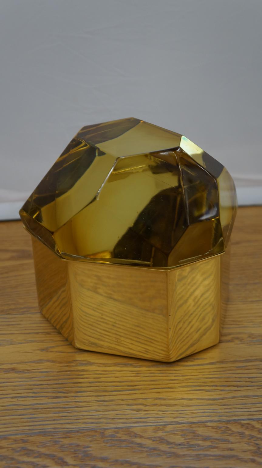 Toso Mid-Century Modern Amber Molato Murano Glass Jewelry Box, 1982 For Sale 2