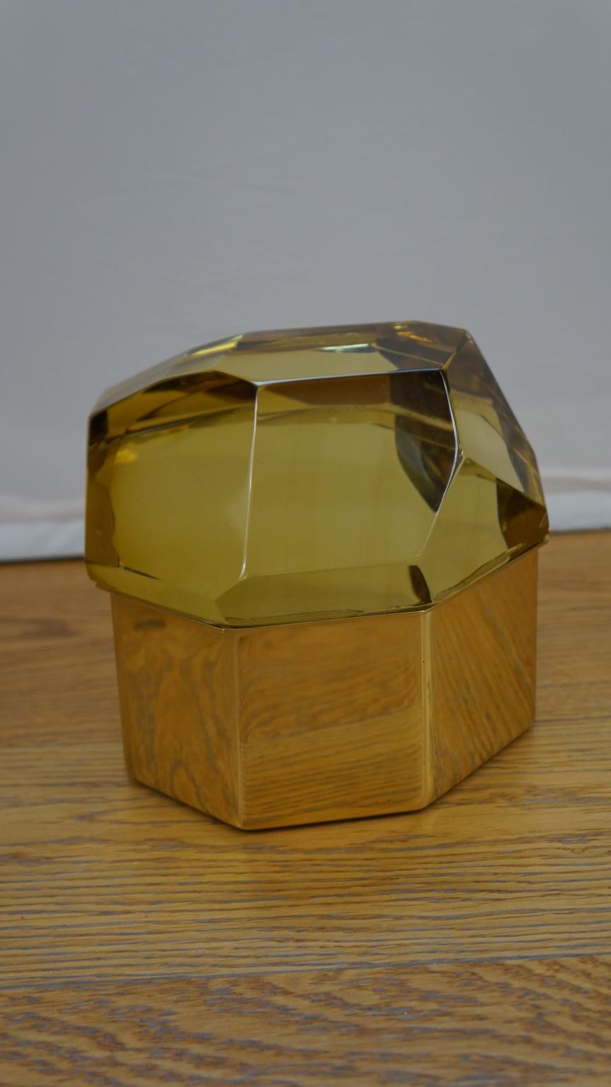 Boîte à bijoux Toso en verre de Murano ambré mi-siècle moderne Molato, 1982 en vente 1