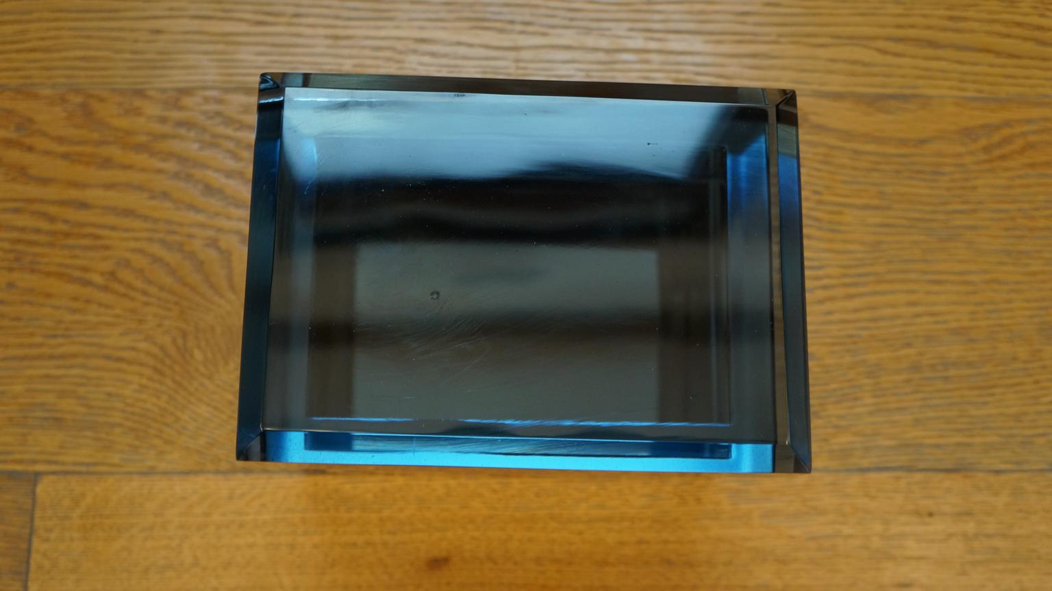 Toso-Schmuckkästchen aus blauem Molato-Muranoglas, Mid-Century Modern, 1982 im Angebot 4