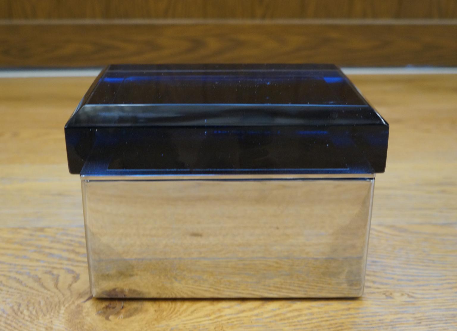 Toso-Schmuckkästchen aus blauem Molato-Muranoglas, Mid-Century Modern, 1982 (Italienisch) im Angebot