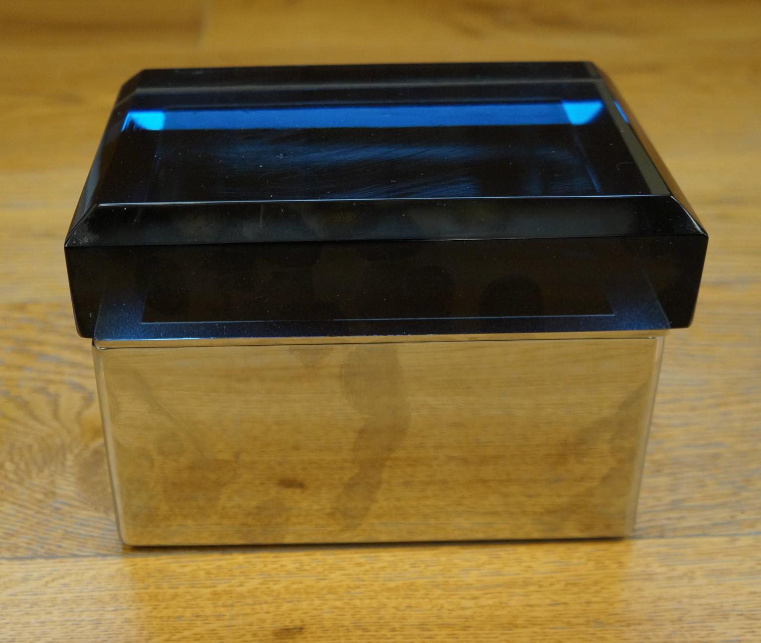 Toso Mid-Century Modern Blue Molato Murano Glass Jewelry Box, 1982 For Sale 2