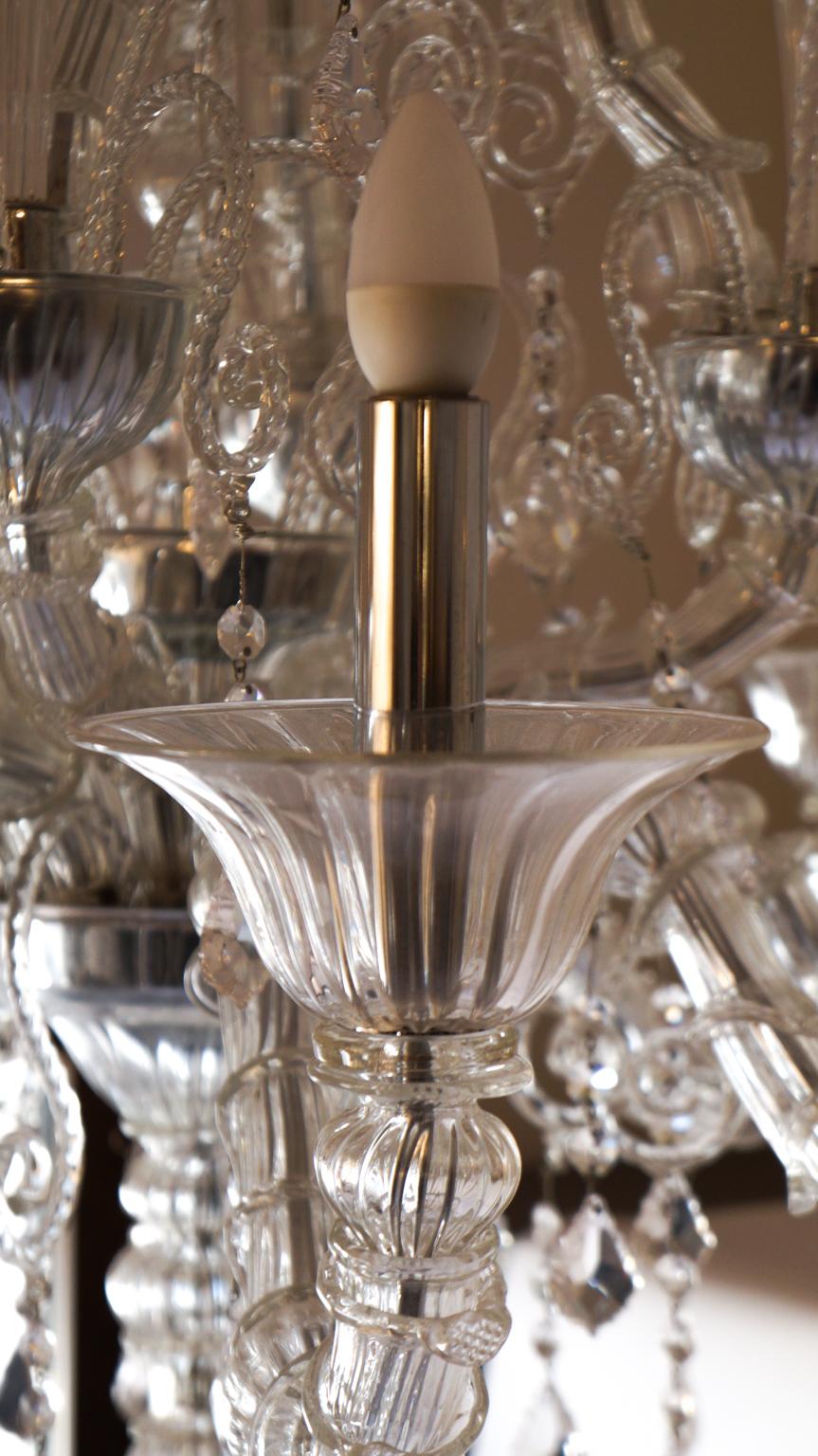 Toso Mid-Century Modern Crystal Ca' Rezzonico Murano Glass Chandelier, 1989 im Angebot 6
