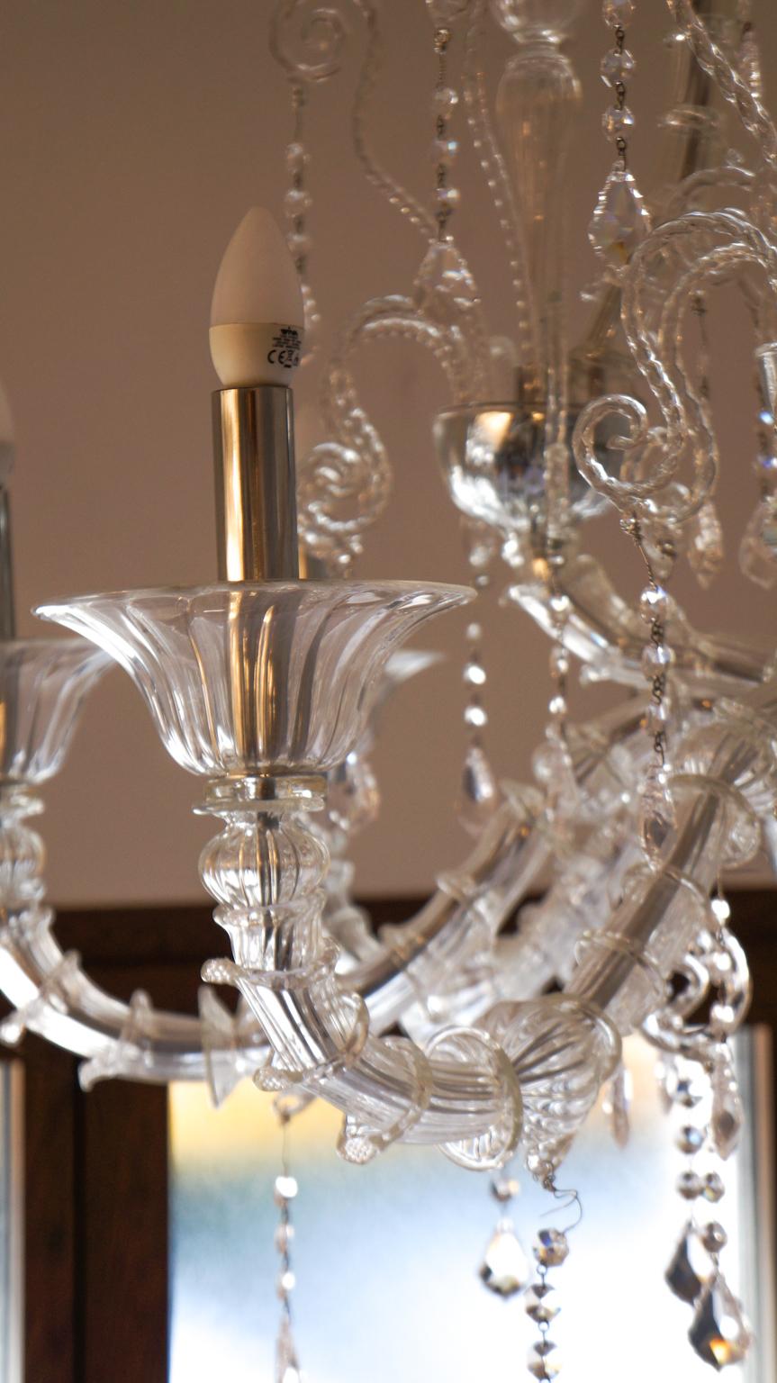 Toso Mid-Century Modern Crystal Ca' Rezzonico Murano Glass Chandelier, 1989 im Angebot 2