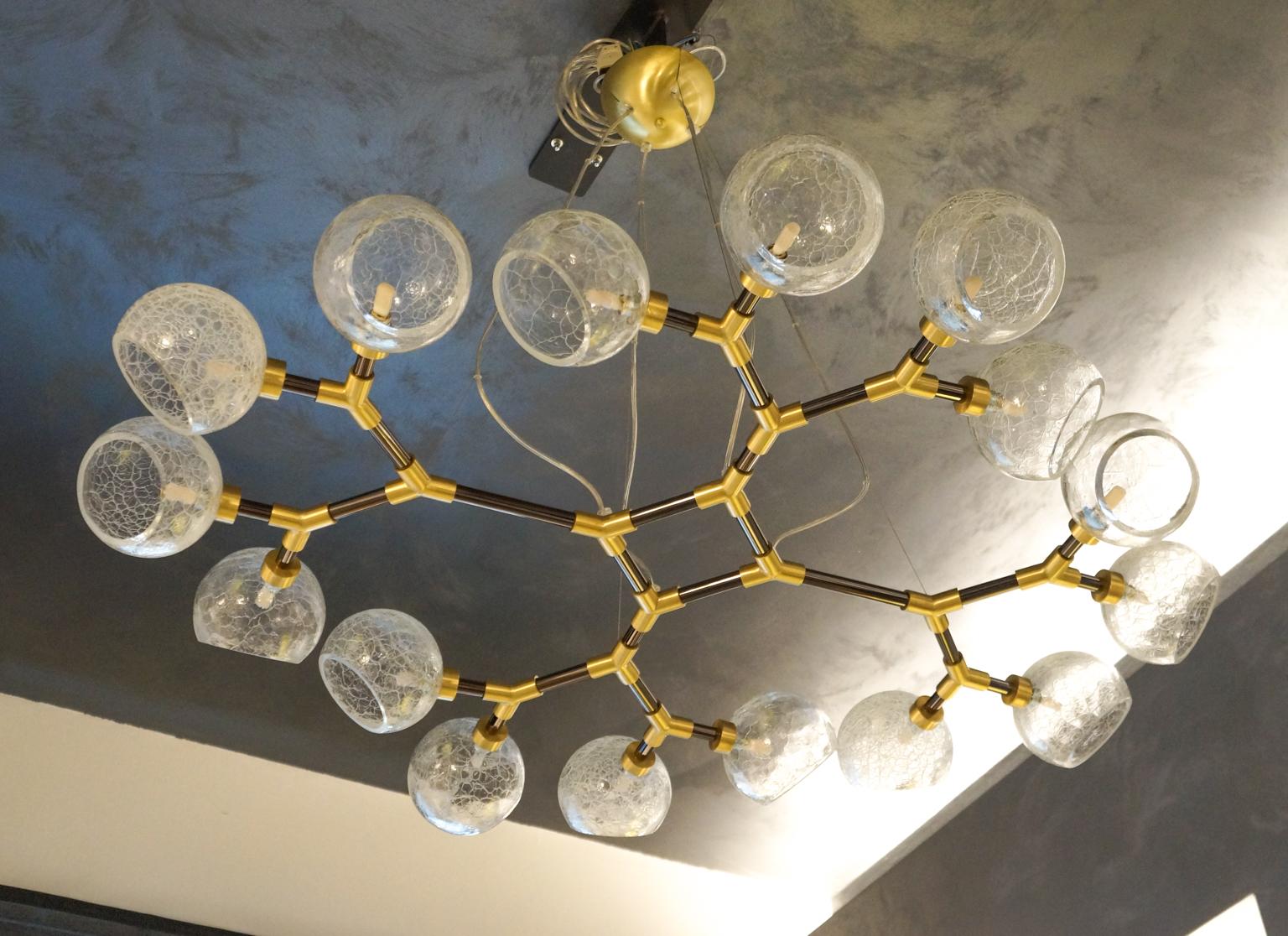 Toso Mid-Century Modern Crystal Murano Glass Chandelier Labyrinth Italian, 1995s For Sale 8