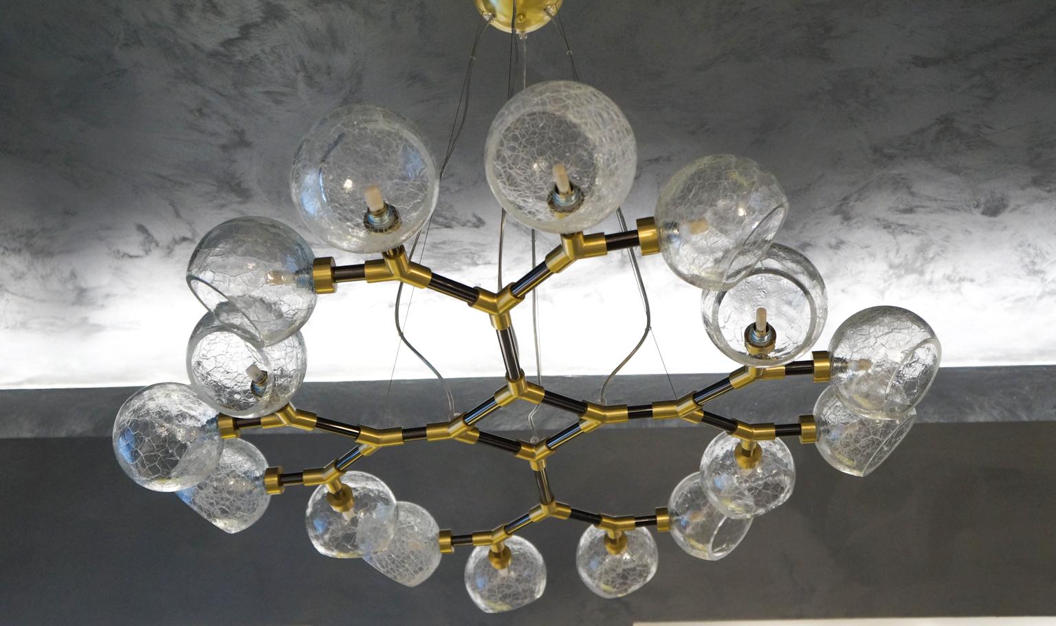 Toso Mid-Century Modern Crystal Murano Glass Chandelier Labyrinth Italian, 1995s For Sale 9