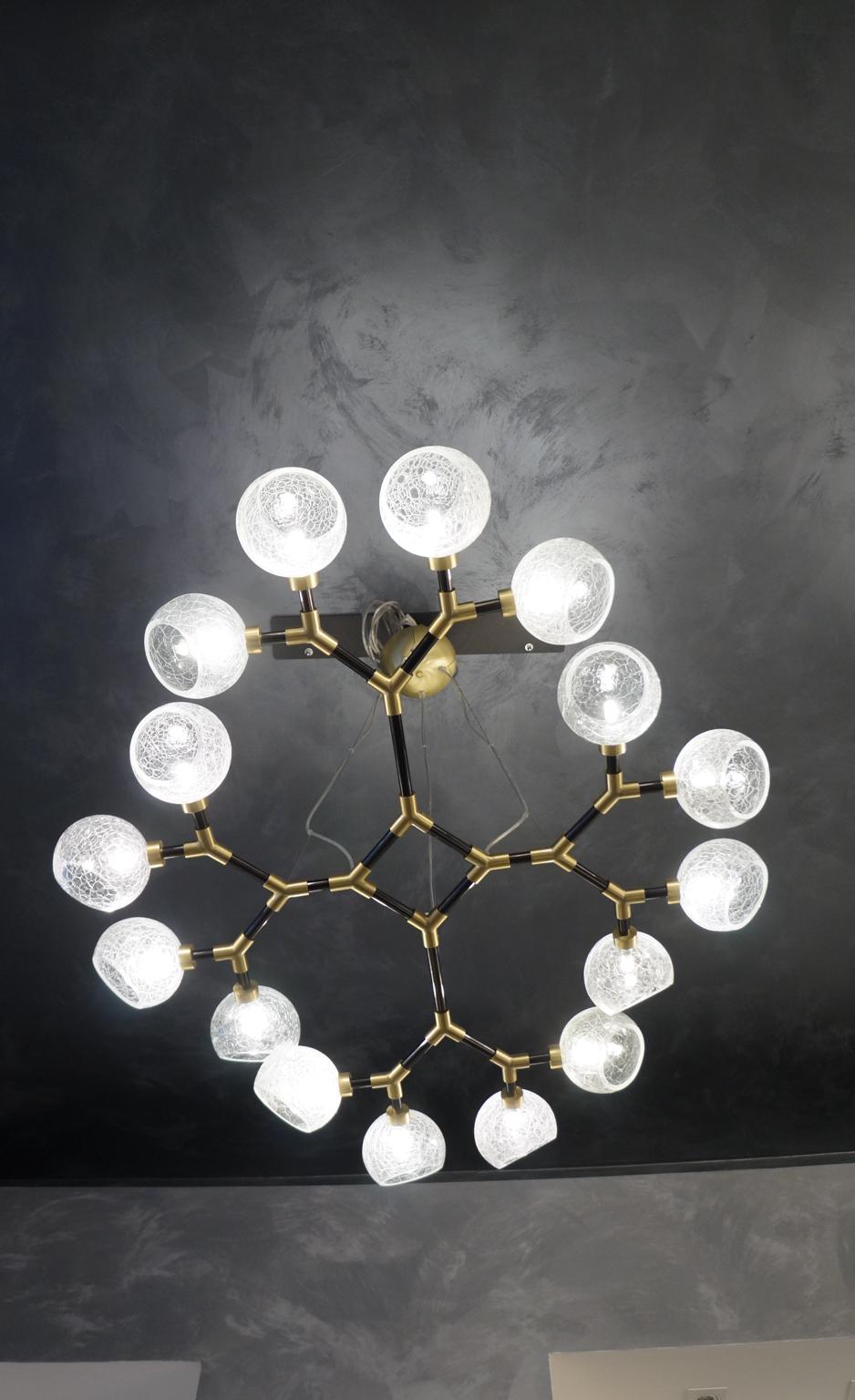 Hand-Crafted Toso Mid-Century Modern Crystal Murano Glass Chandelier Labyrinth Italian, 1995s For Sale