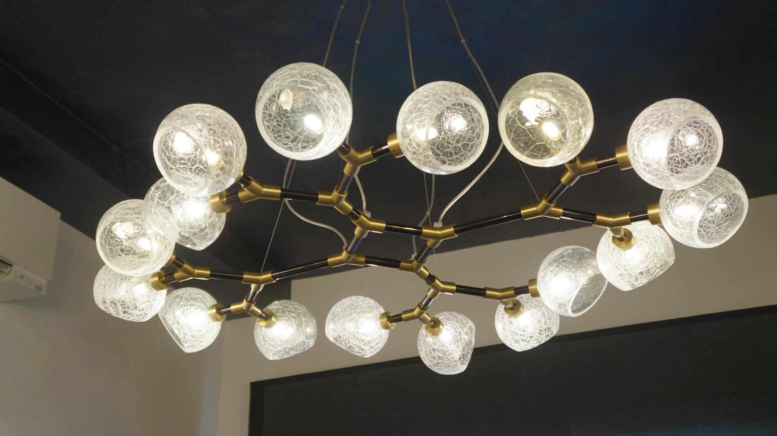 Toso Mid-Century Modern Crystal Murano Glass Chandelier Labyrinth Italian, 1995s For Sale 1