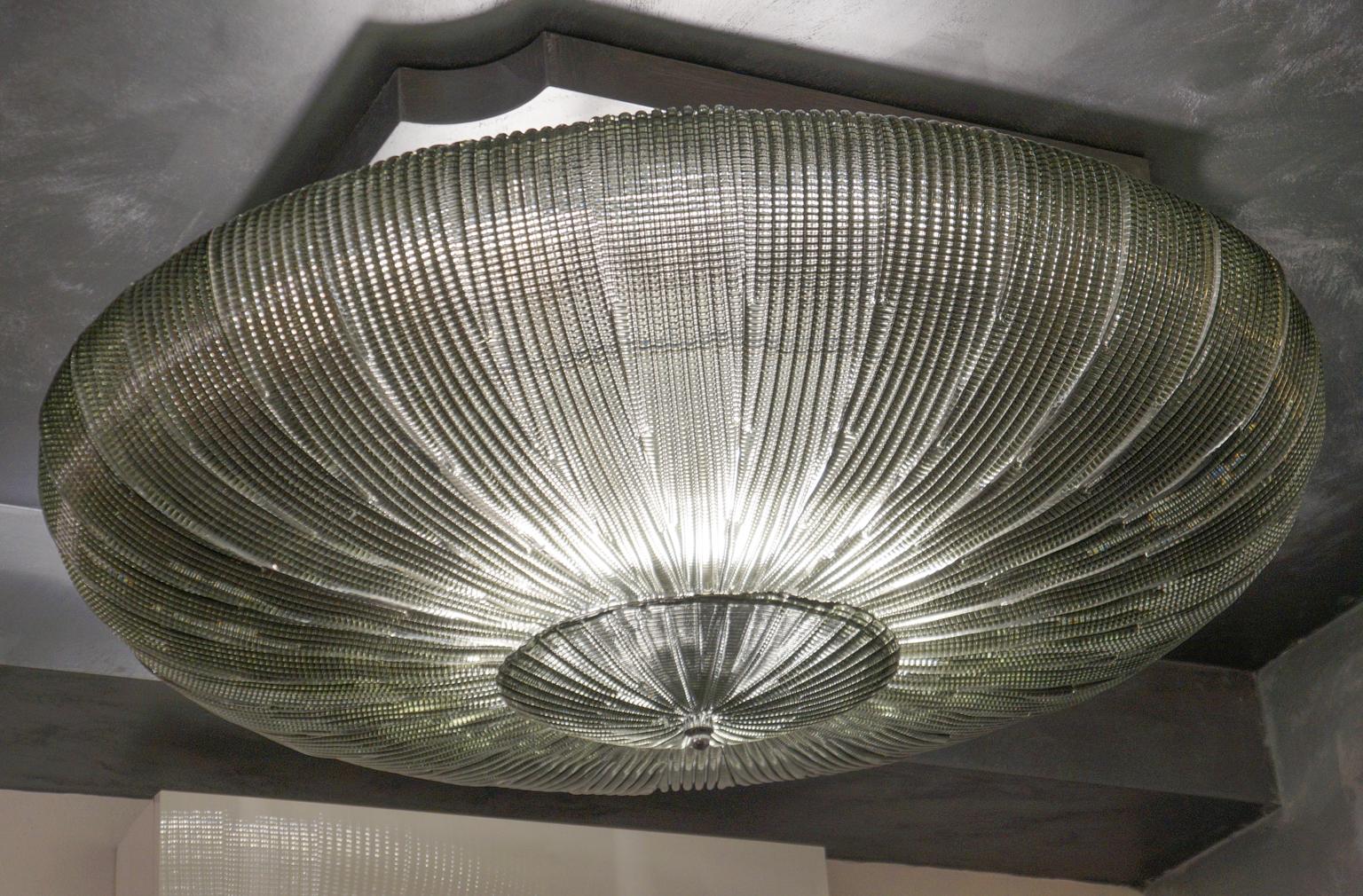 Toso Mid-Century Modern Gray Murano Glass Ceiling Chandelier, 1970s 6