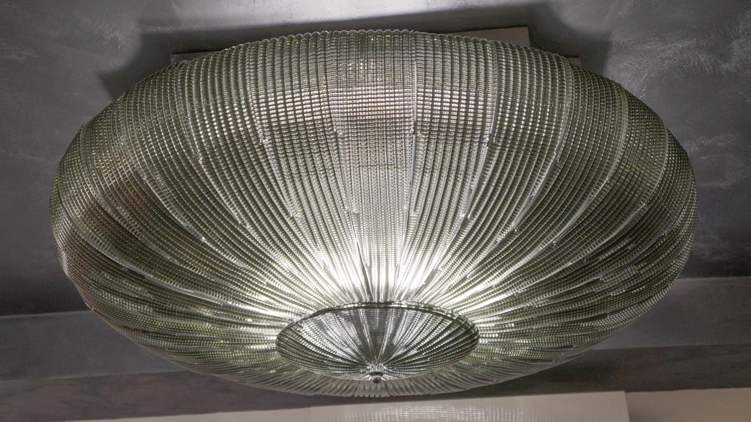 Toso Mid-Century Modern Gray Murano Glass Ceiling Chandelier, 1970s 1