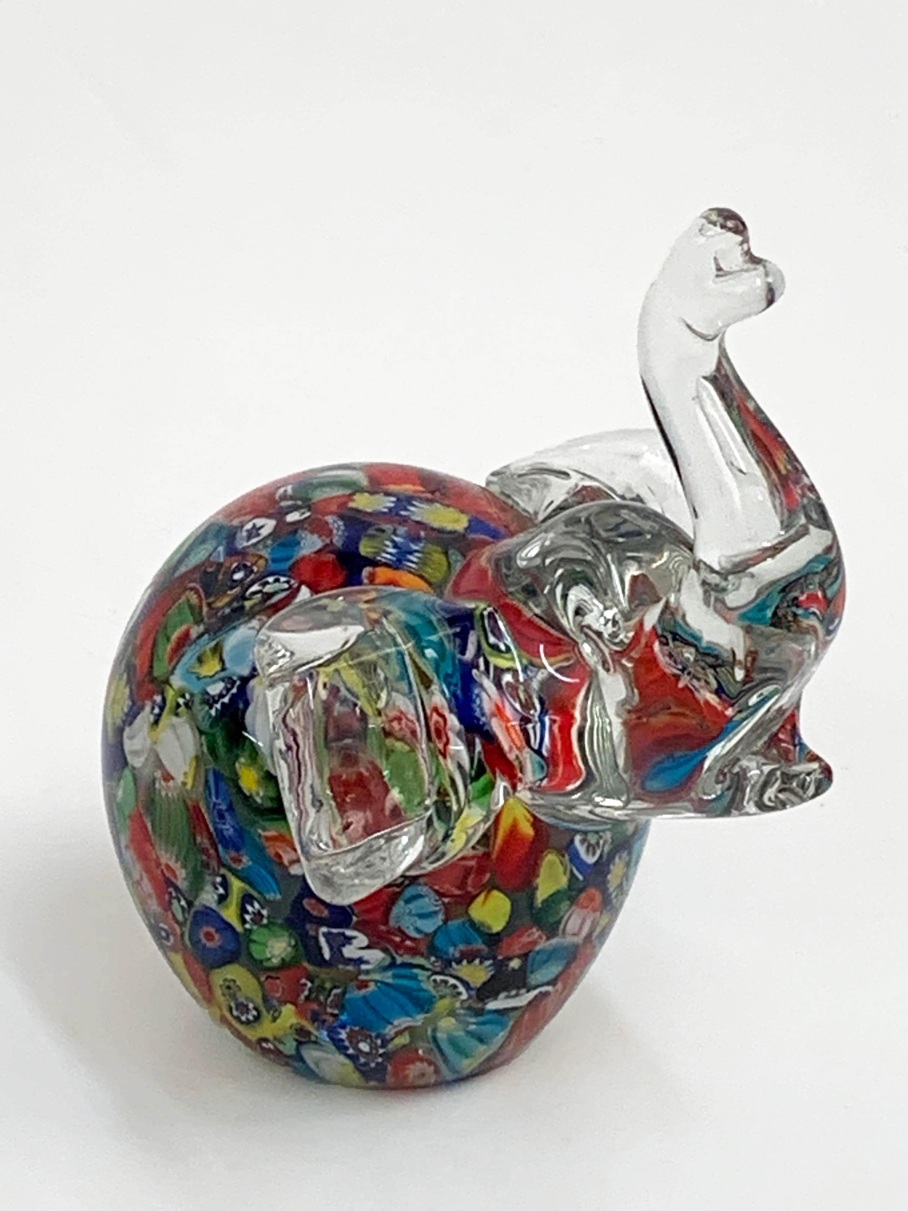 Toso Midcentury Murano Glass Millefiori Elephant Italian Sculpture, 1970s 2