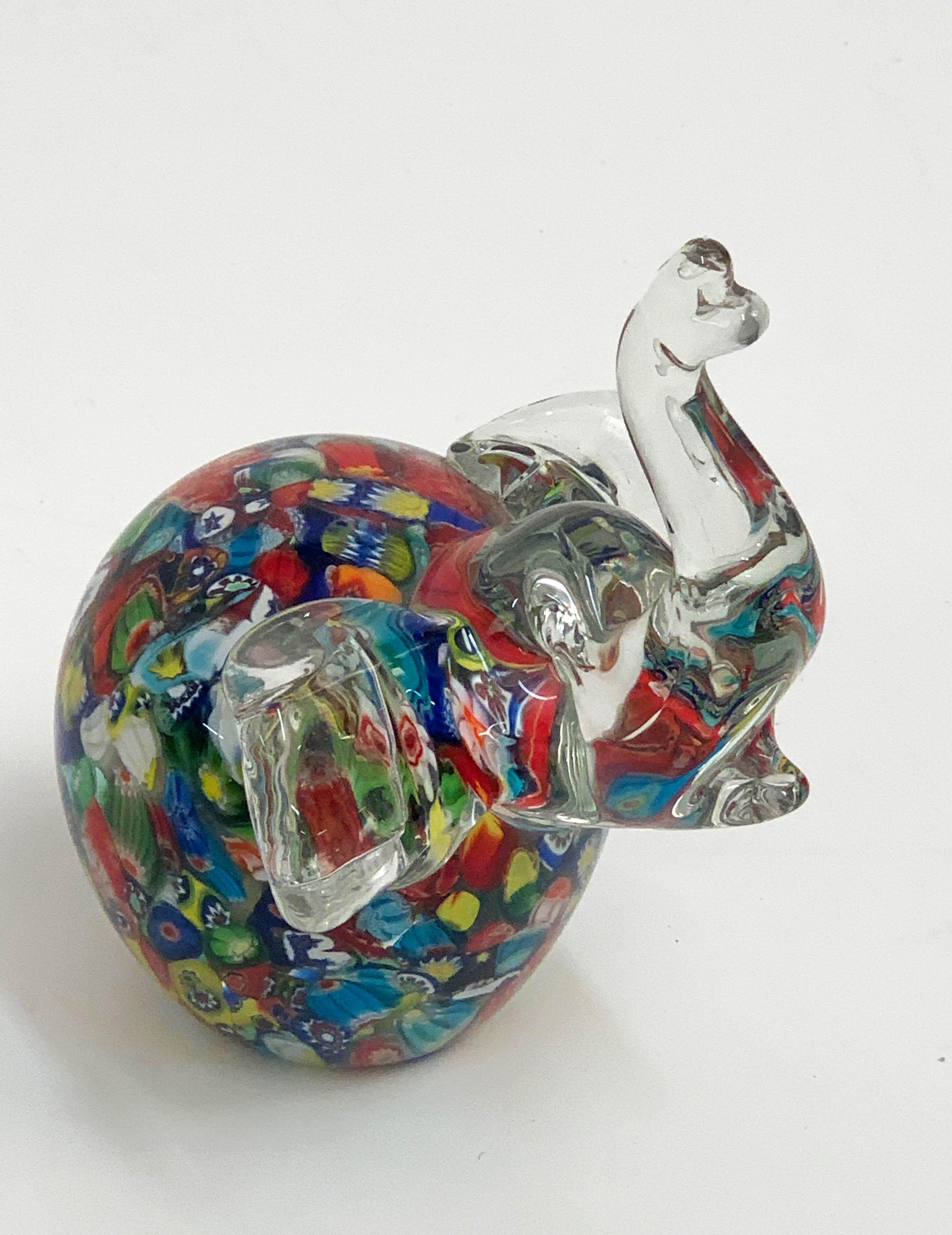 Toso Midcentury Murano Glass Millefiori Elephant Italian Sculpture, 1970s 3