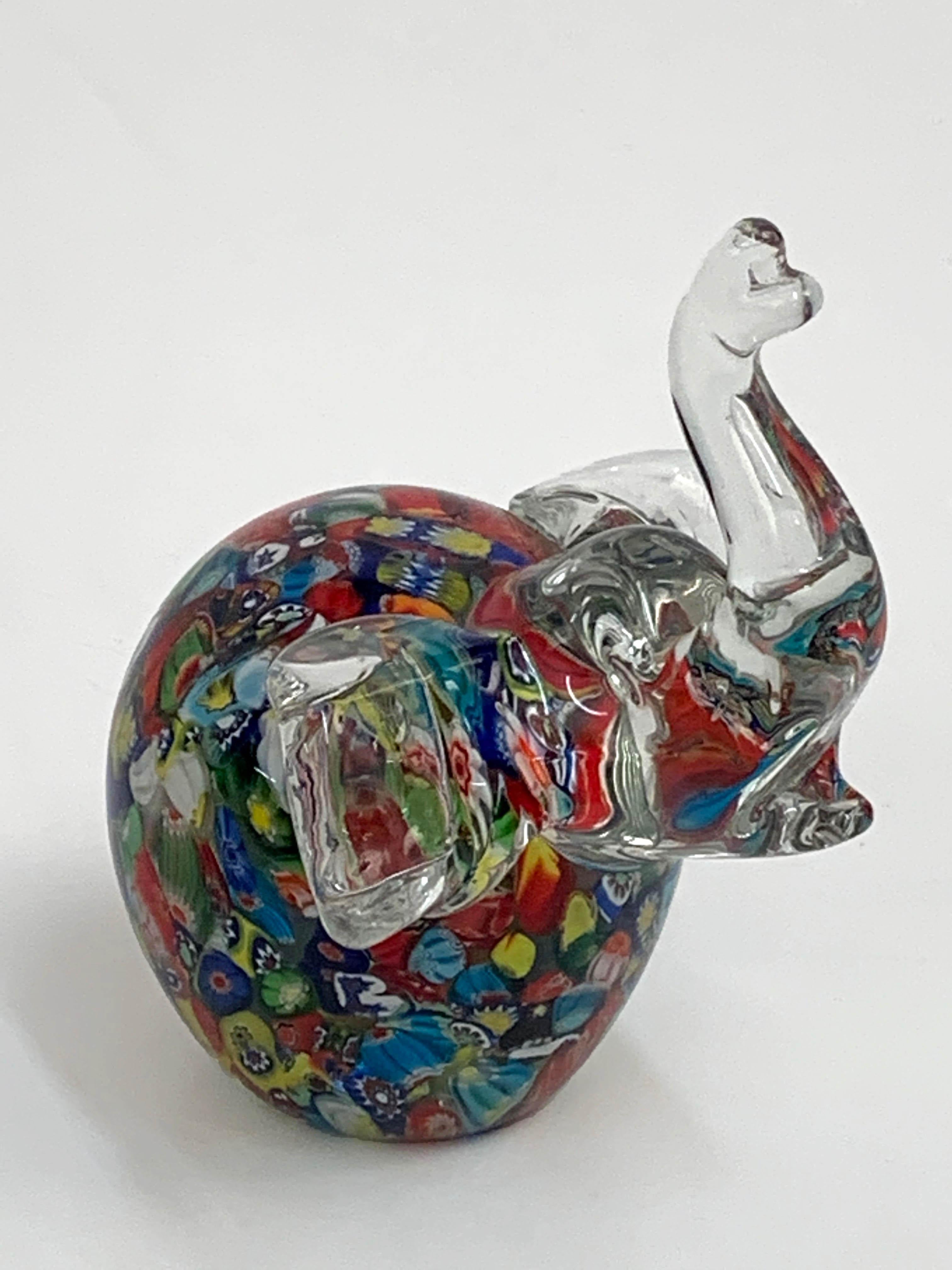 Toso Midcentury Murano Glass Millefiori Elephant Italian Sculpture, 1970s 4