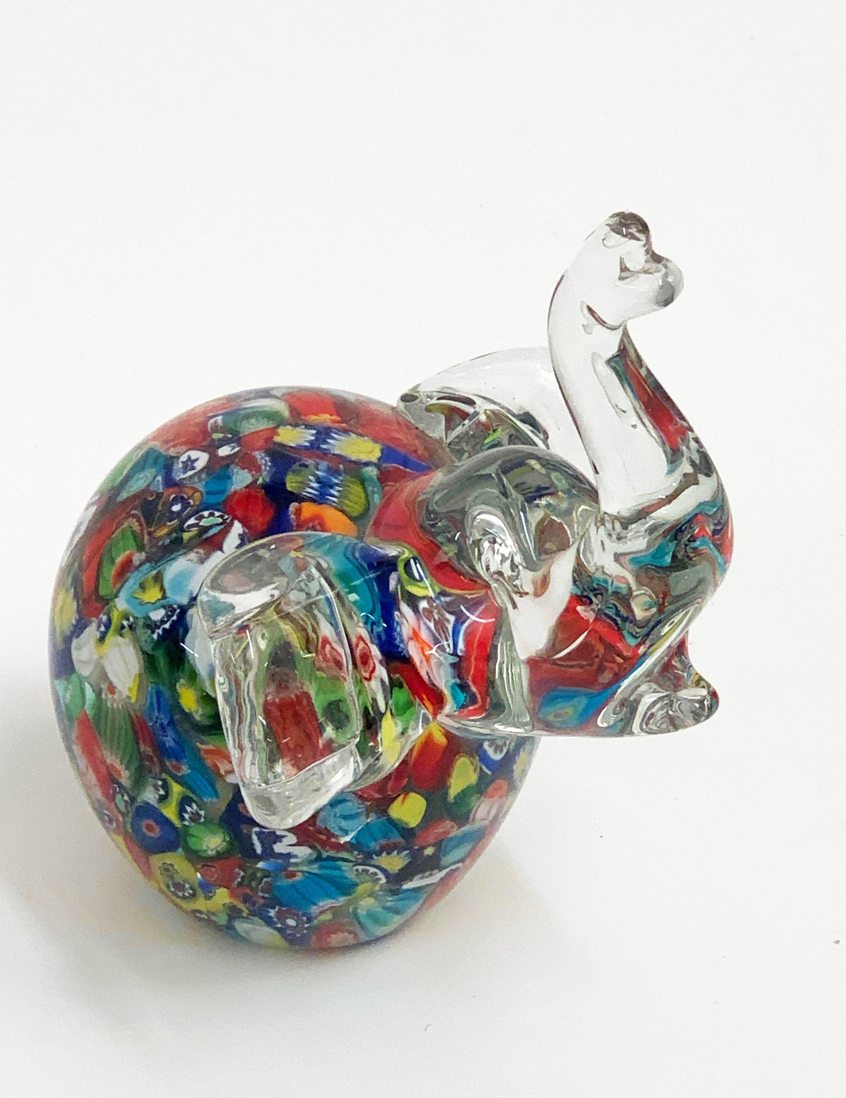 Toso Midcentury Murano Glass Millefiori Elephant Italian Sculpture, 1970s 5