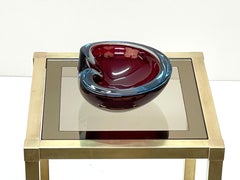 Toso Midcentury Ruby Red "Sommerso" Murano Glass Italian Decorative Bowl, 1960s