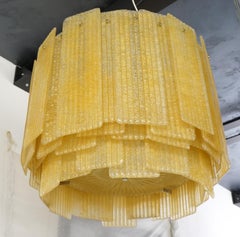 Toso Murano Mid-Century Modern Amber Venetian Glass Chandelier Italian, 1989