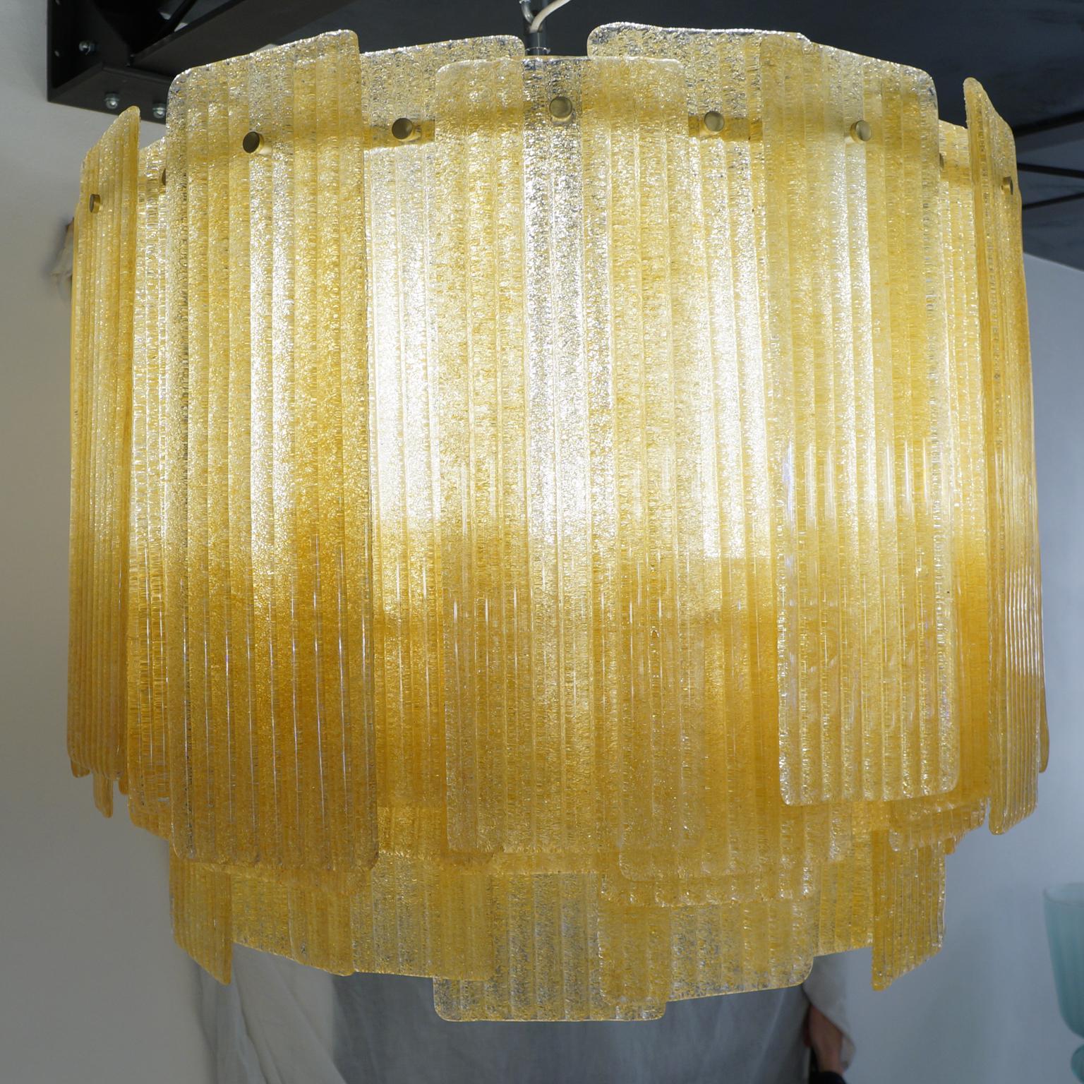 Toso Murano Mid-Century Modern Amber Venetian Glass Chandelier Italian, 1989 For Sale 15