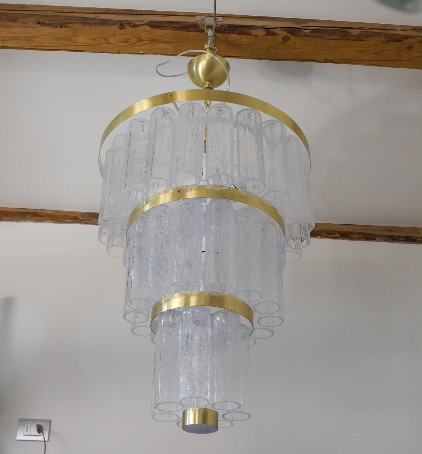 Toso Murano Mid-Century Modern Crystal Murano Glass Chandelier, 1984s For Sale 8