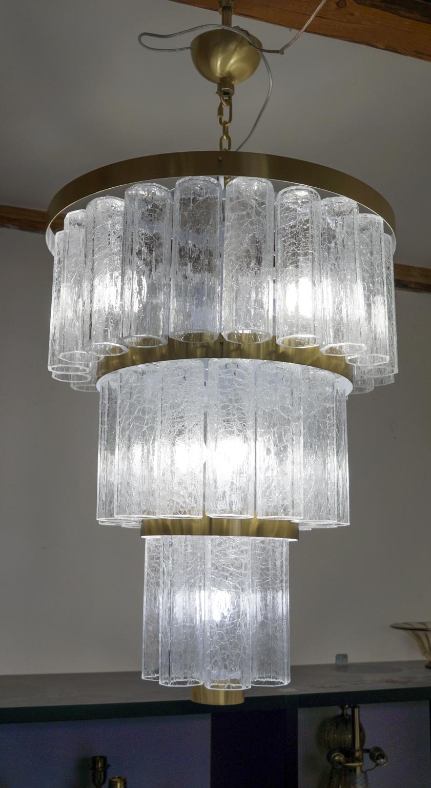 Italian Toso Murano Mid-Century Modern Crystal Murano Glass Chandelier, 1984s For Sale