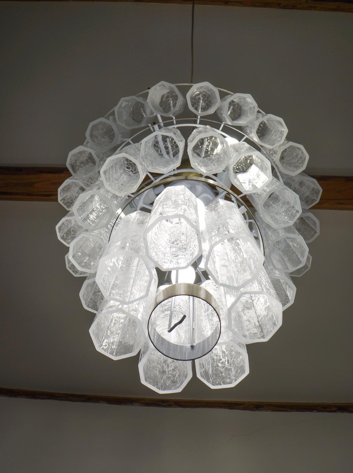 Toso Murano Mid-Century Modern Crystal Murano Glass Chandelier, 1984s For Sale 2