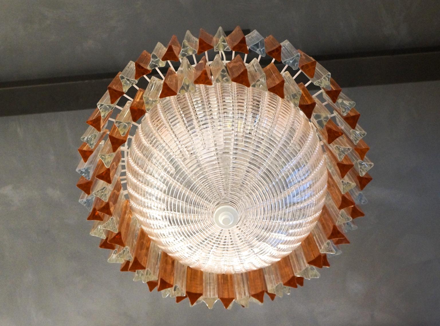 Toso Murano Mid-Century Modern Crystal Rose Venetian Glass Chandelier, 1970s For Sale 4