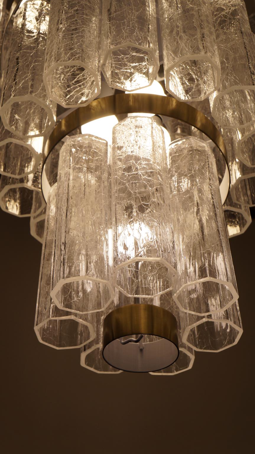 Vetro di Murano Toso Murano Mid-Century Modern lampadario in cristallo veneziano Italiano, 1984 in vendita