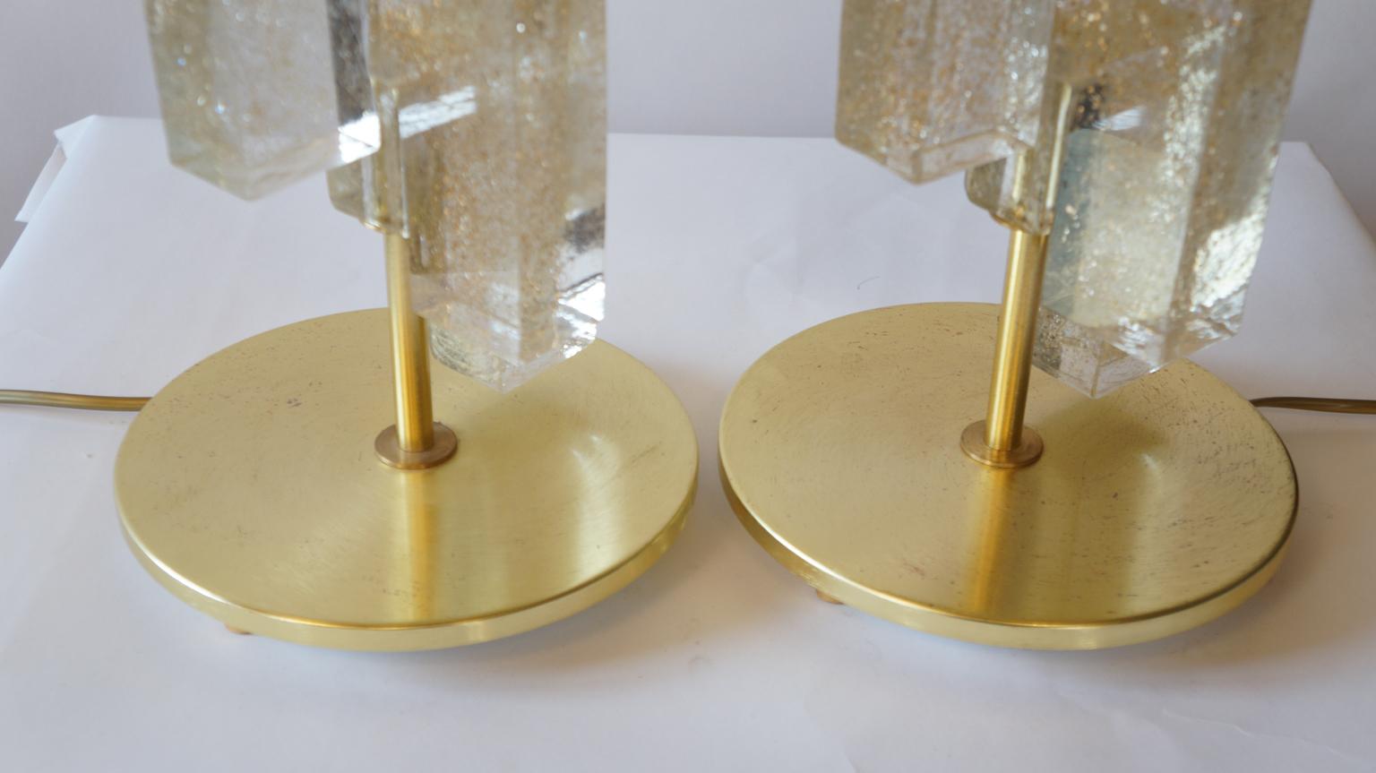 Toso Murano Mid-Century Modern Gold Two Murano Glass Table Lamps, 1983 For Sale 4