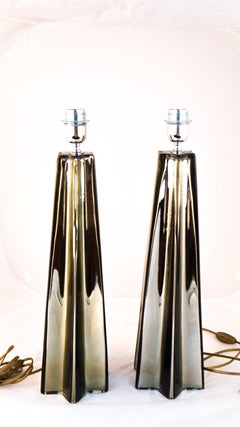 Toso - Paire de lampes de bureau grises en verre de Murano, de style moderne du milieu du siècle dernier, 1988