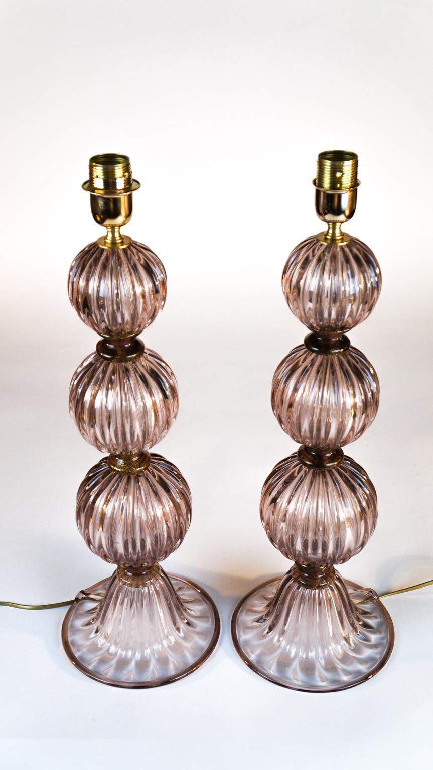 Hand-Crafted Toso Murano Mid-Century Modern Italian Venetian Pair of Table Lamps, 1970s