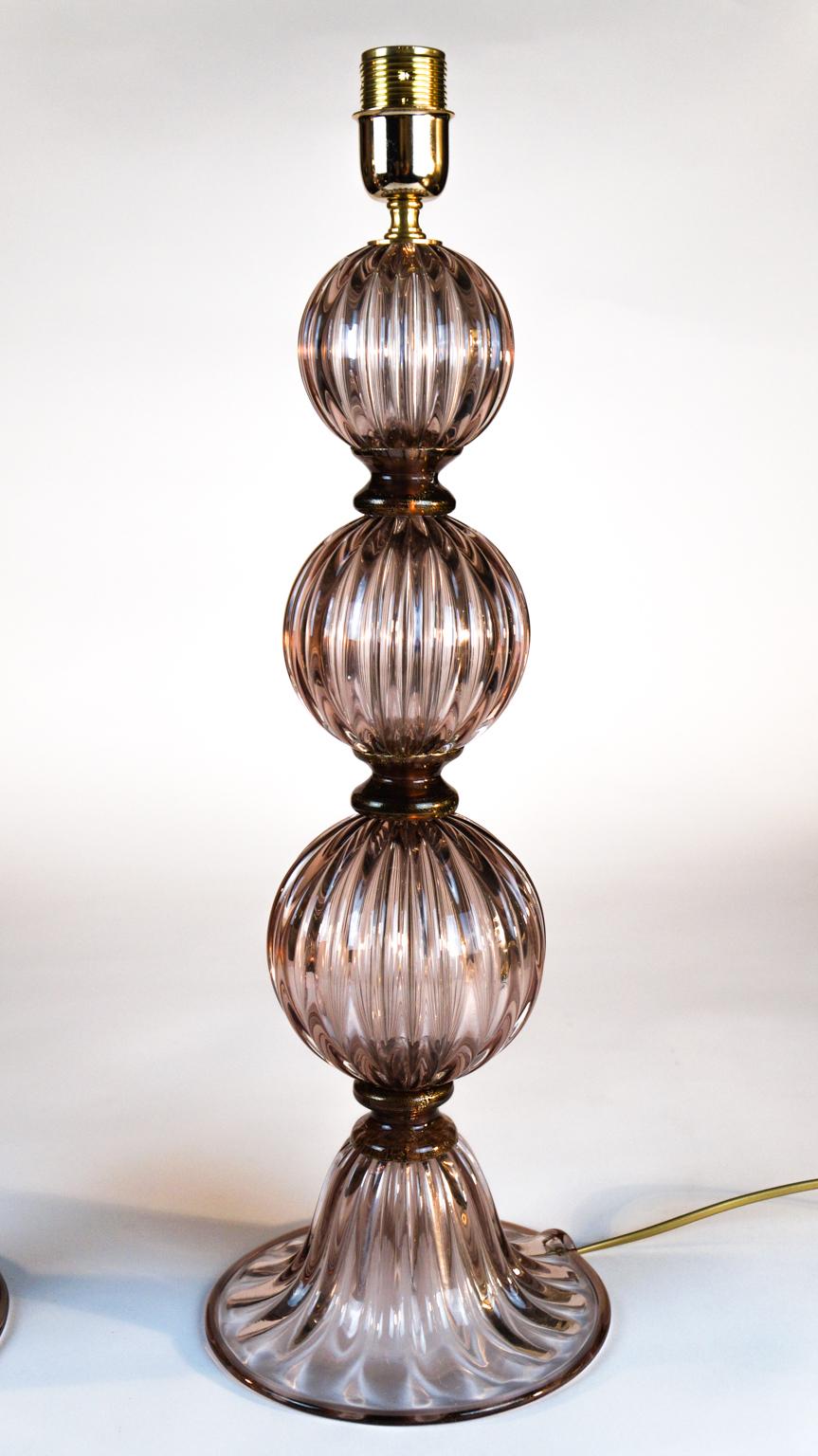 Late 20th Century Toso Murano Mid-Century Modern Italian Venetian Pair of Table Lamps, 1970s