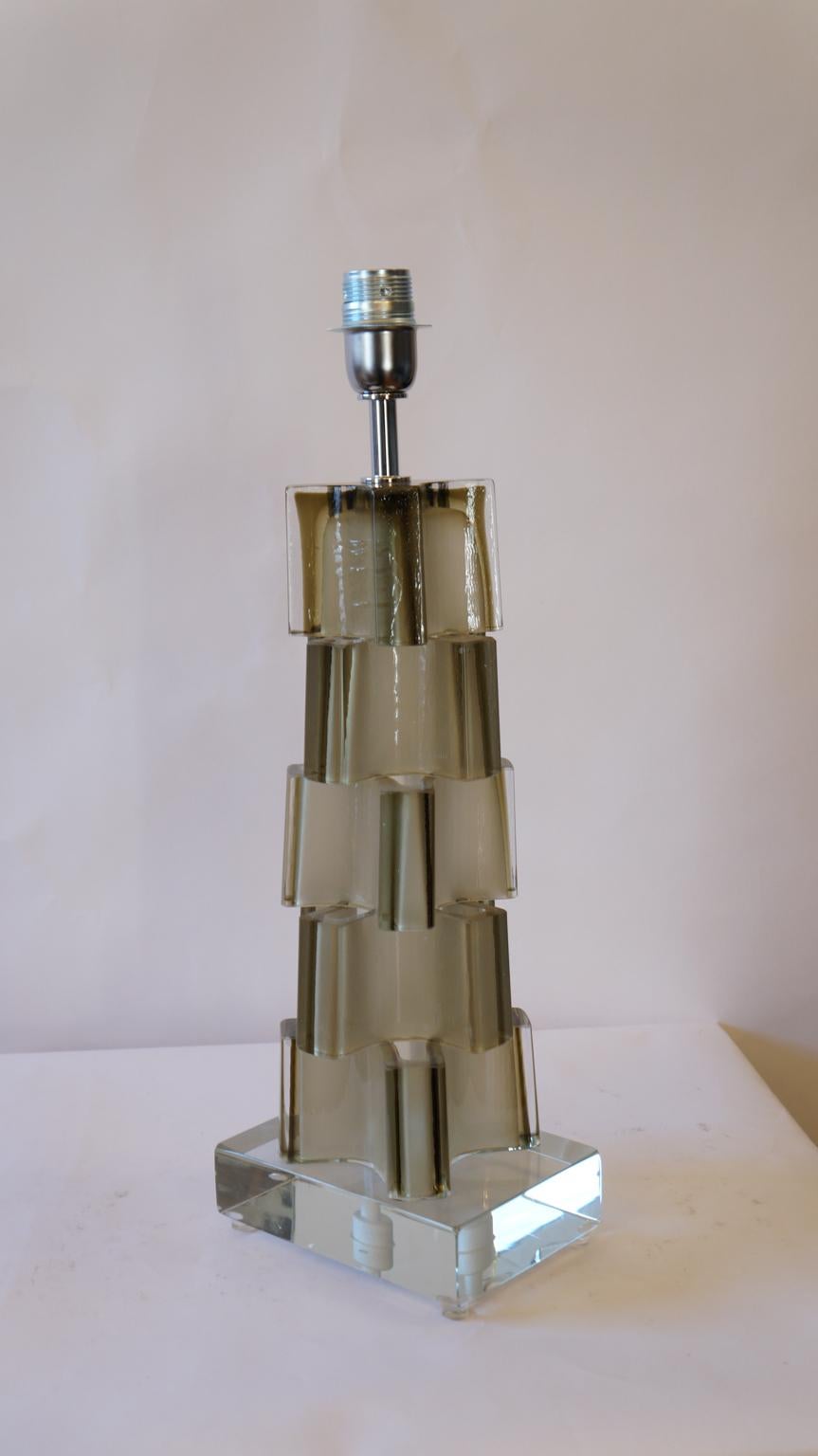 Toso Murano Moderno de Mitad de Siglo Pagliesco Dos Lámparas de Mesa de Cristal de Murano, 1992 en venta 7