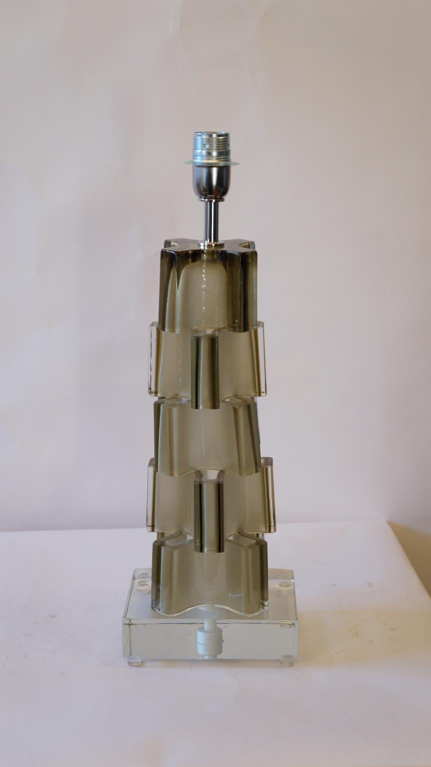 Toso Murano Moderno de Mitad de Siglo Pagliesco Dos Lámparas de Mesa de Cristal de Murano, 1992 en venta 13