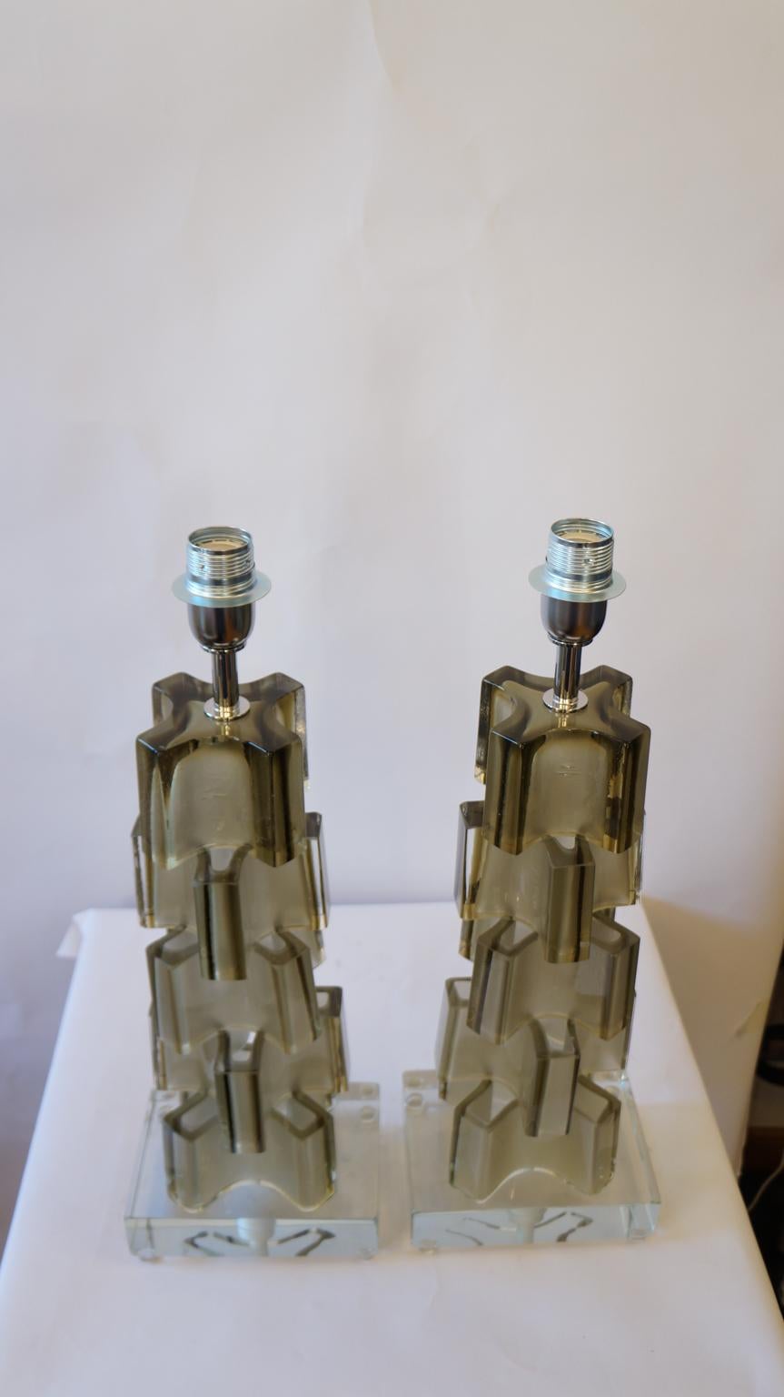 Zwei Pagliesco-Tischlampen aus Muranoglas von Toso, Moderne der Mitte des Jahrhunderts, 1992 (Handgefertigt) im Angebot
