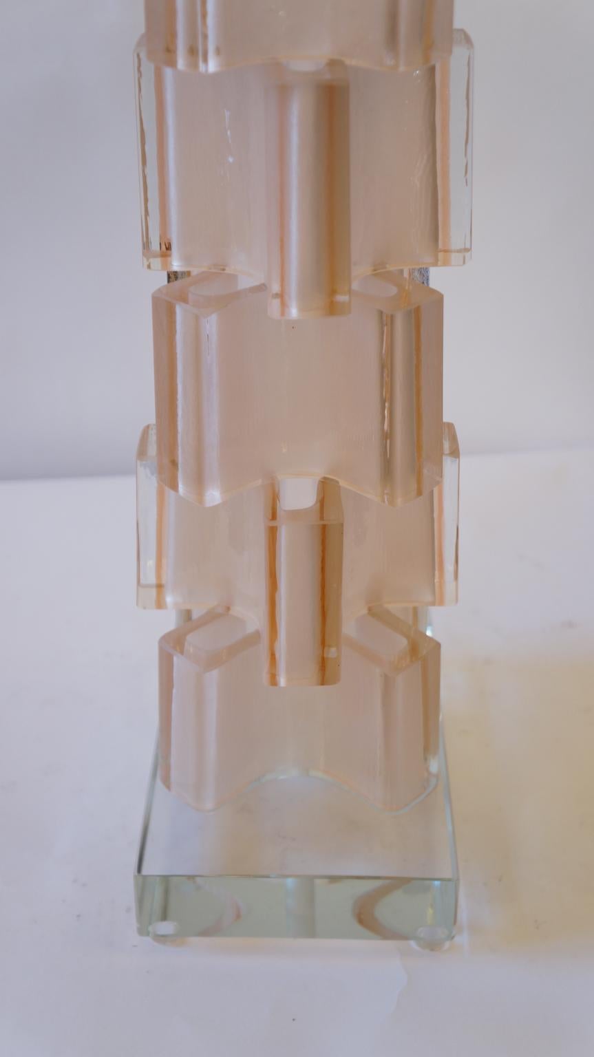Toso Murano Mid-Century Modern Pink Crystal Due lampade da tavolo in vetro di Murano, 1992 in vendita 10