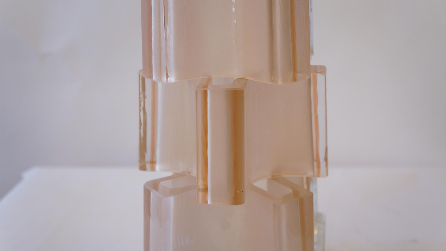 Toso Murano Mid-Century Modern Pink Crystal Due lampade da tavolo in vetro di Murano, 1992 in vendita 11