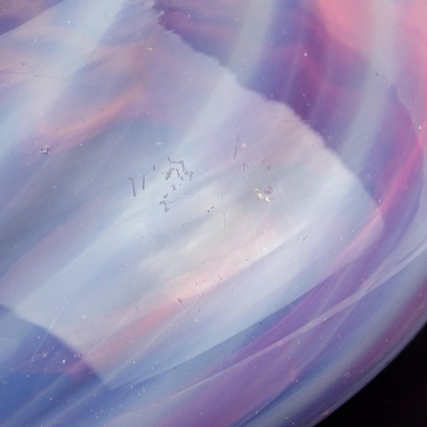 Toso Murano Opalescent Optic Swirl Pink Italian Art Glass Oval Centerpiece Bowl 3