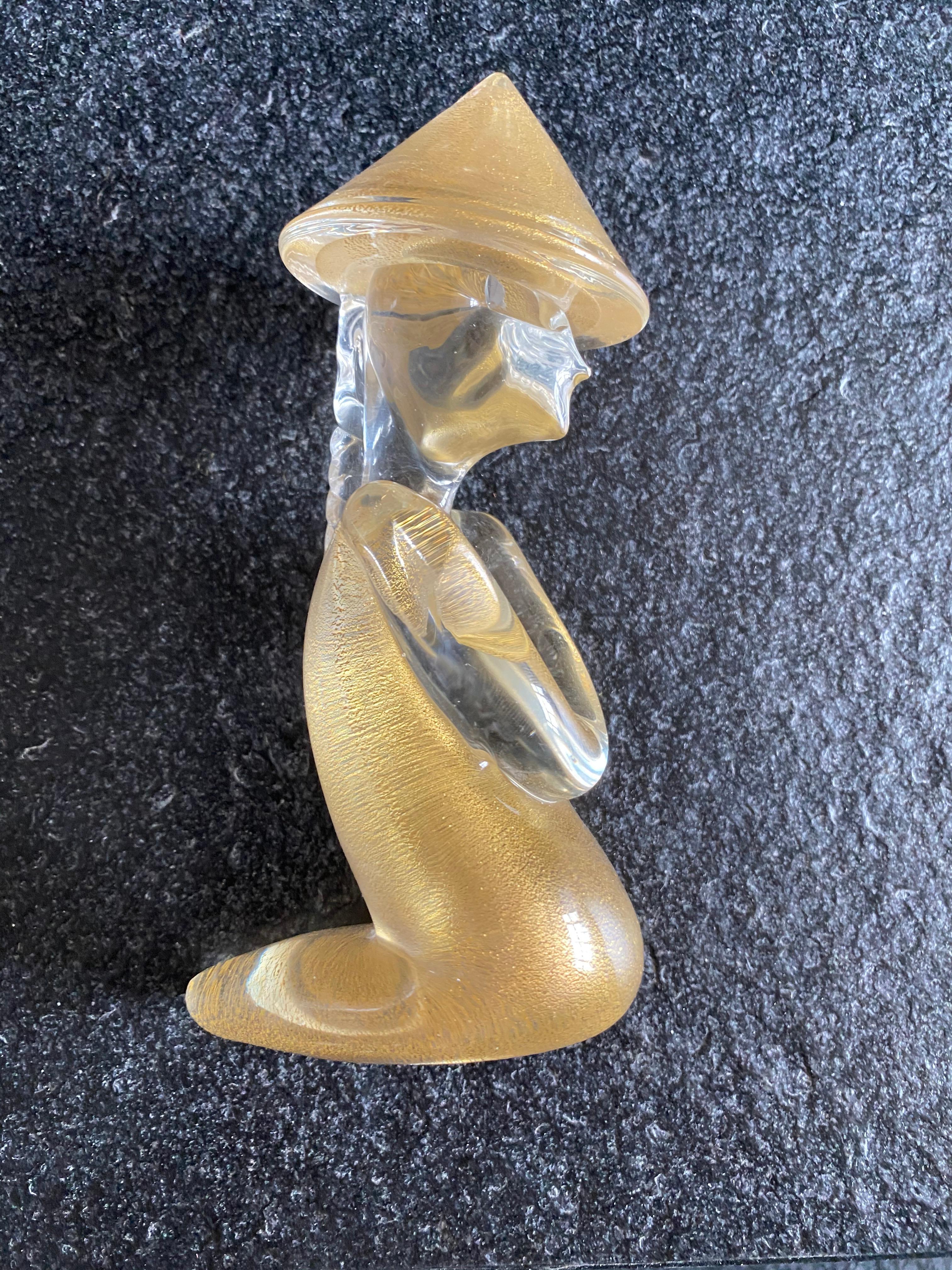 Toso
Murano
Ravishing statuette in Murano glass
Chinese
Murano and gold flakes
Perfect condition
circa 1980
Measures: H 16 x D 10 x W 6 cms
390 euros.