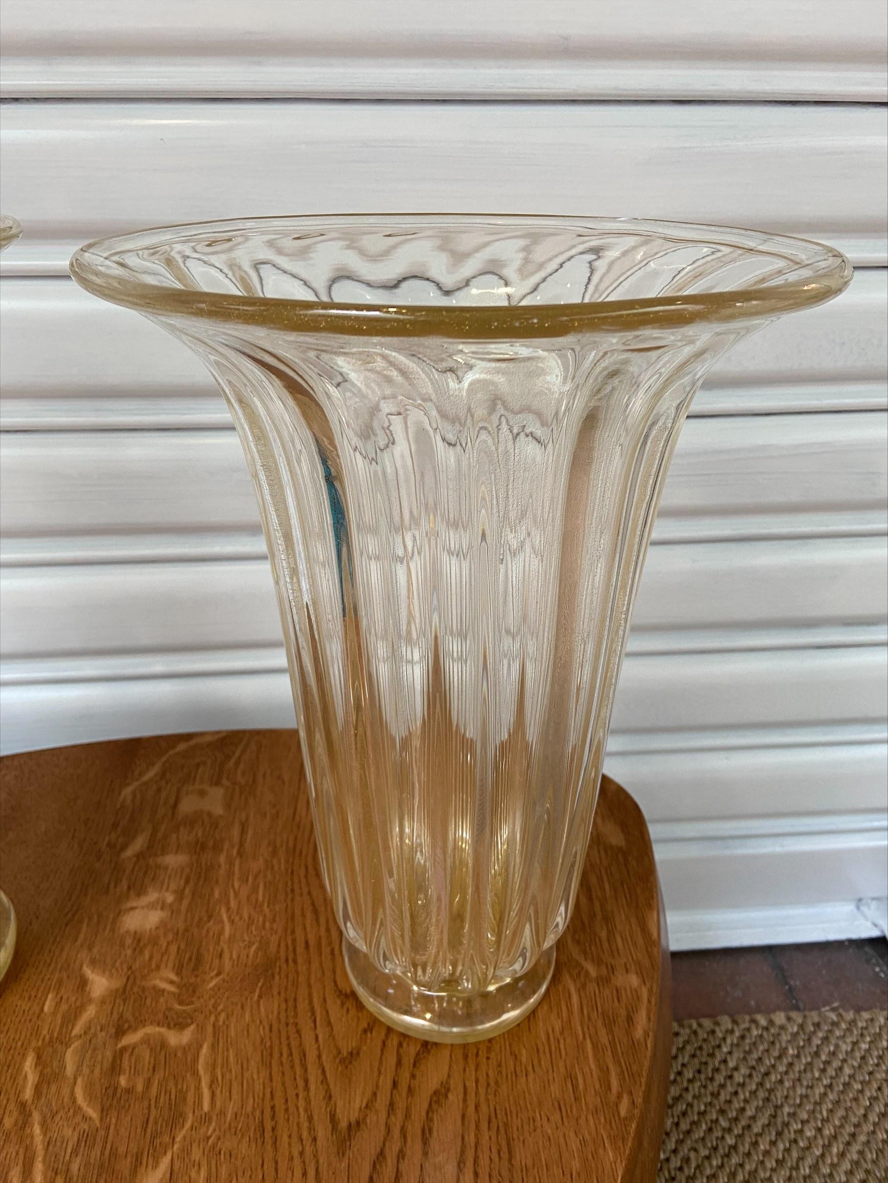 Toso - Paire de vases - Verre de Murano - 1980 

H 39,5 x D 27cm
Signé.

 