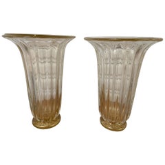 Toso, Coppia di vasi, vetro di Murano, 1980