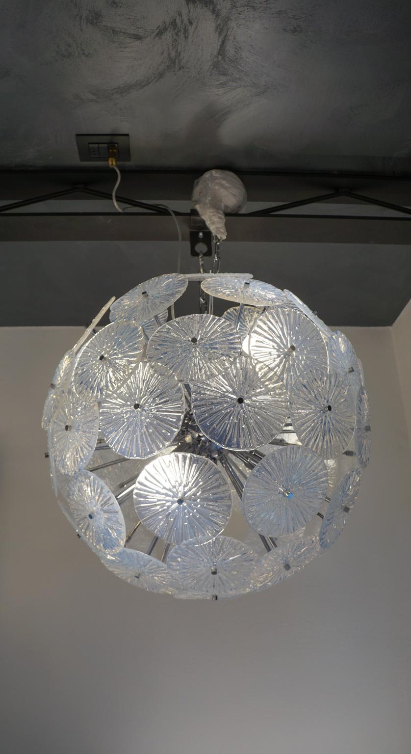 Toso Stefano Mid-Century Modern Crystal Murano Glass Chandelier Sputnik, 1985 im Angebot 3