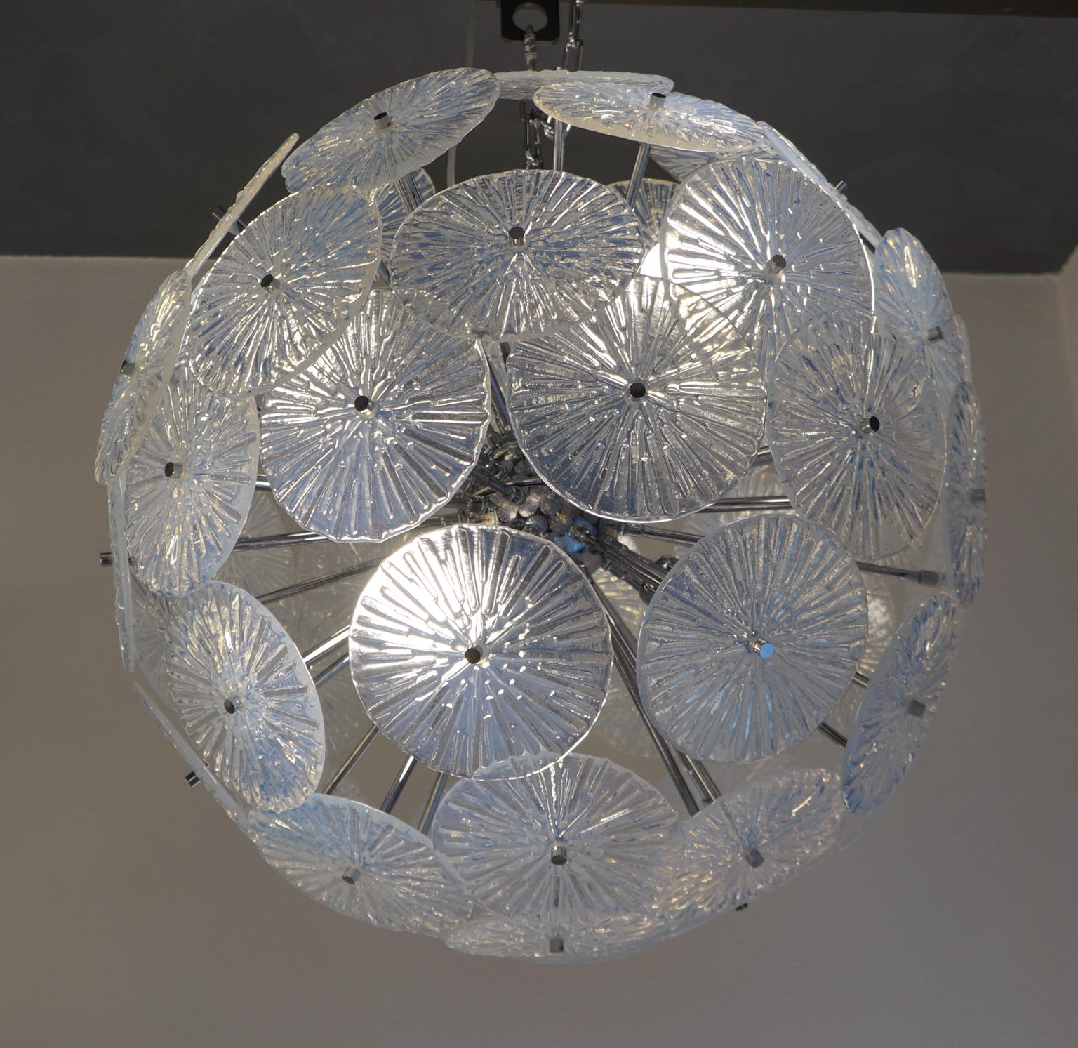 Toso Stefano Mid-Century Modern Crystal Murano Glass Chandelier Sputnik, 1985 im Angebot 4