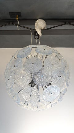 Toso Stefano Mid-Century Modern Crystal Murano Glass Chandelier Sputnik, 1985