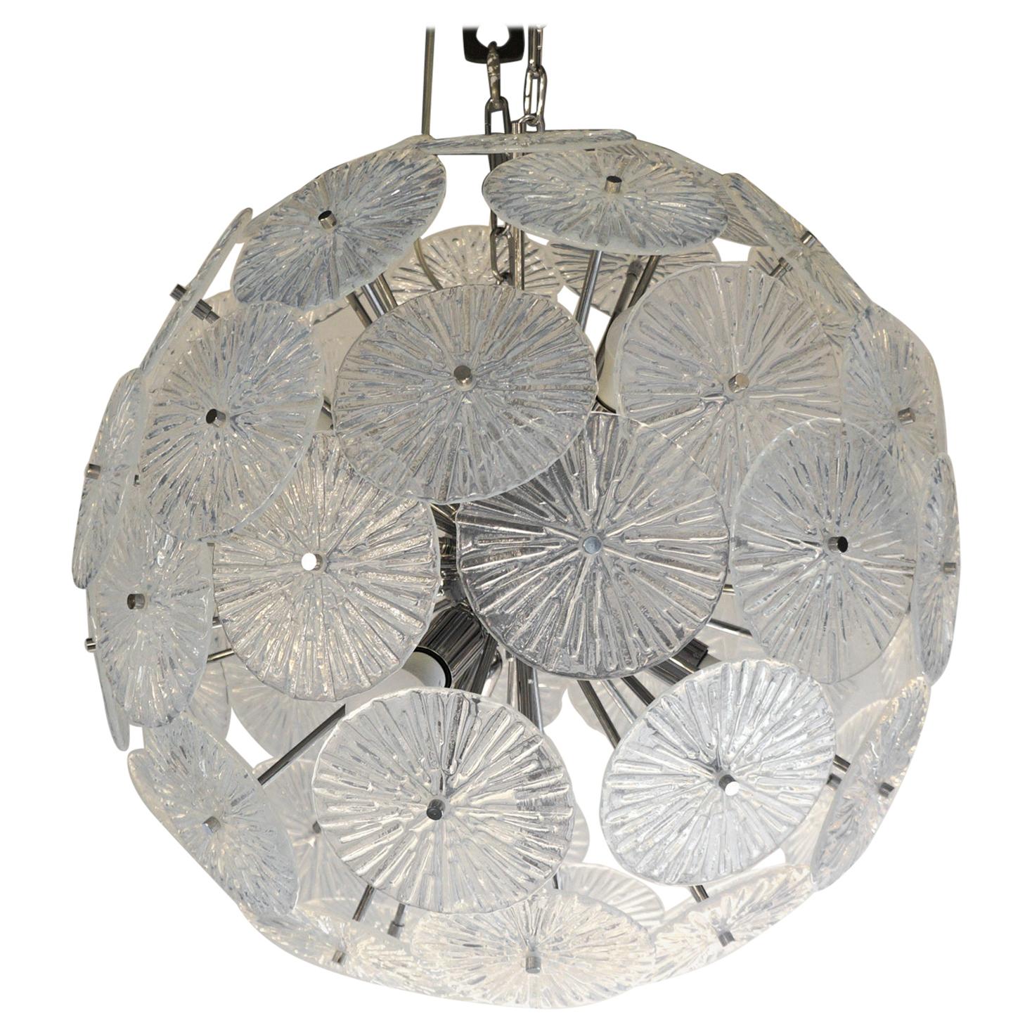 Toso Stefano Mid-Century Modern Crystal Murano Glass Chandelier Sputnik, 1985 im Angebot
