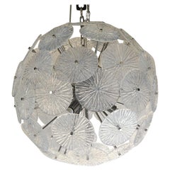 Toso Stefano Mid-Century Modern Crystal Murano Glass Chandelier Sputnik, 1985