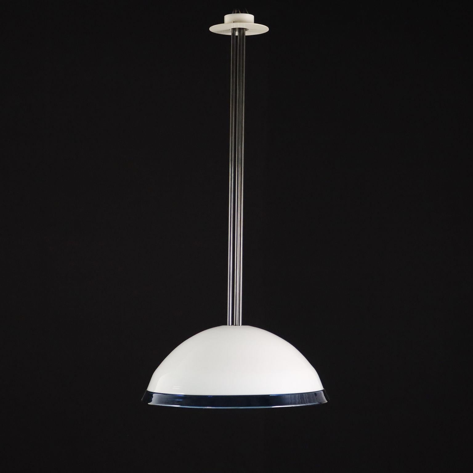 Enamelled metal ceiling lamp with Murano glass diffuser.